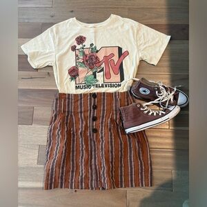 Brown Striped Skirt- miami